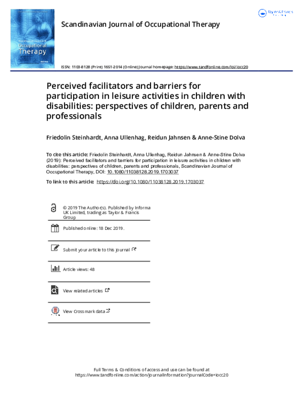 (PDF) Perceived facilitators and barriers for participation in leisure ...