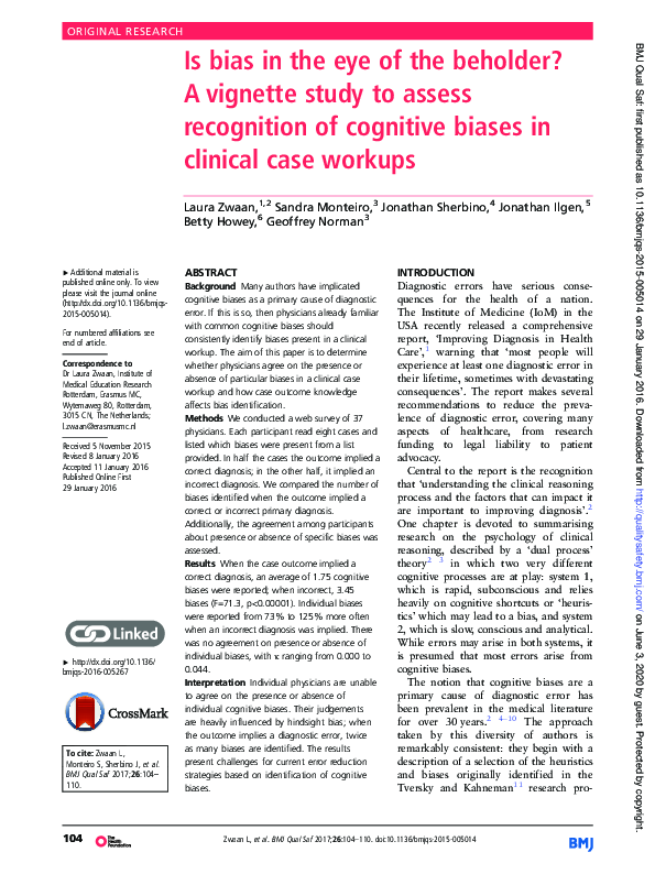 (PDF) Is bias in the eye of the beholder? A vignette study to assess ...