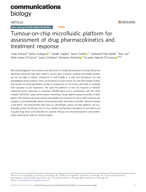 (PDF) Tumour-on-chip microfluidic platform for assessment of drug ...