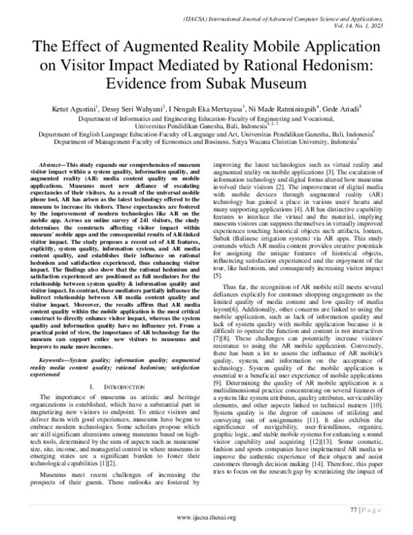 (PDF) The Effect of Augmented Reality Mobile Application on Visitor ...