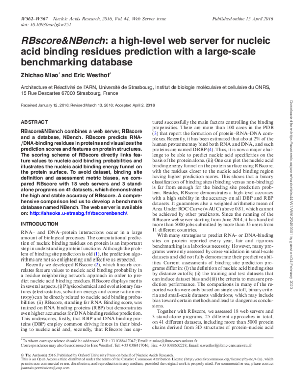(PDF) RBscore&NBench: a high-level web server for nucleic acid binding ...