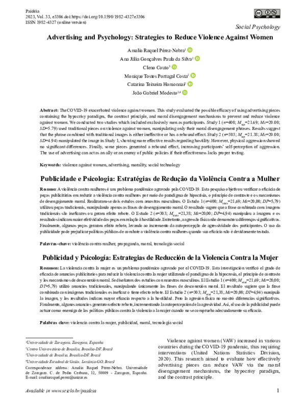 (PDF) Advertising and Psychology: Strategies to Reduce Violence Against ...