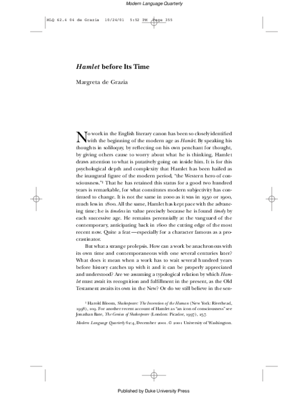 (PDF) Hamlet before Its Time