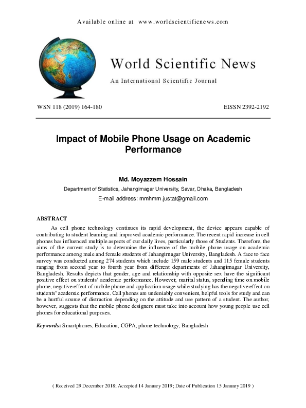(PDF) Impact of Mobile Phone Usage on Academic Performance