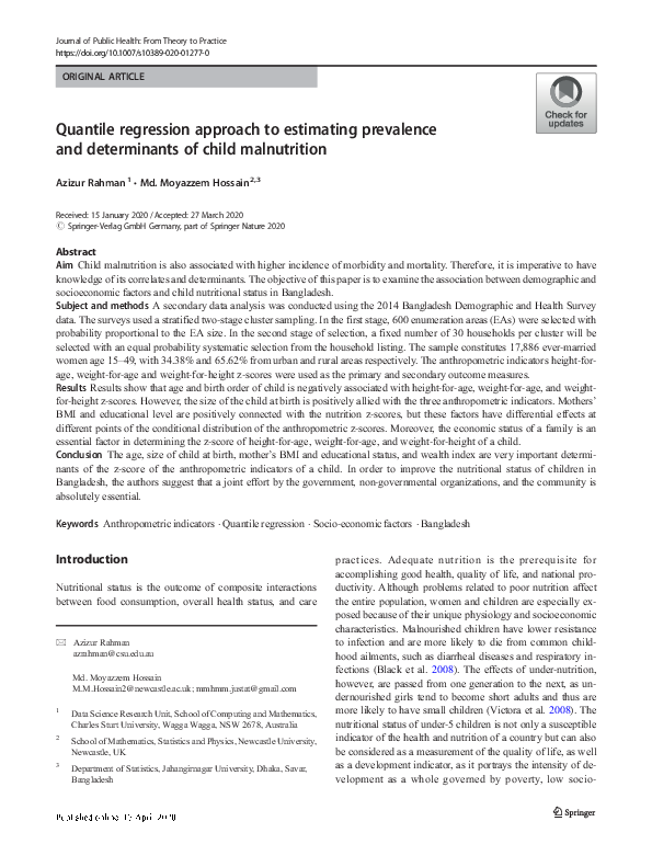 (PDF) Quantile regression approach to estimating prevalence and ...