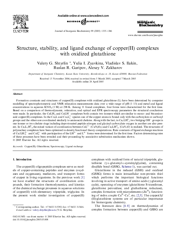 (PDF) Structure, stability, and ligand exchange of copper(II) complexes ...