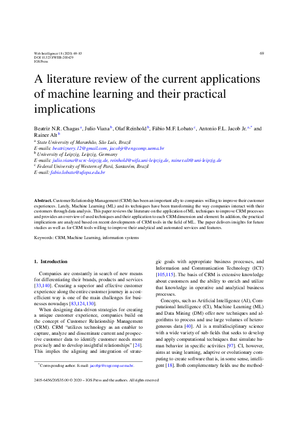 (PDF) A literature review of the current applications of machine ...