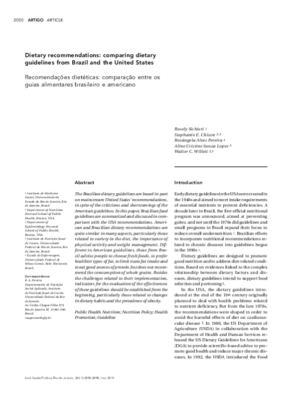 (PDF) Dietary recommendations: comparing dietary guidelines from Brazil ...