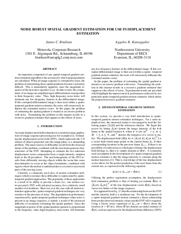 (PDF) Noise robust spatial gradient estimation for use in displacement ...