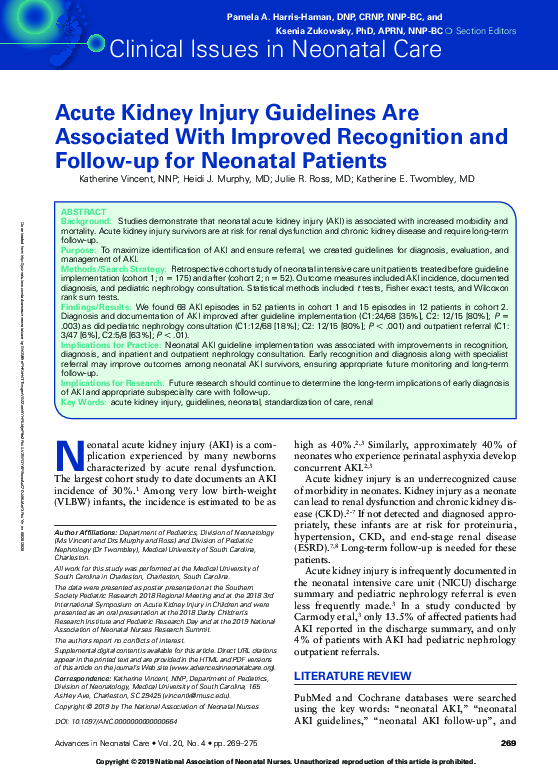 (PDF) Acute Kidney Injury Guidelines Are Associated With Improved