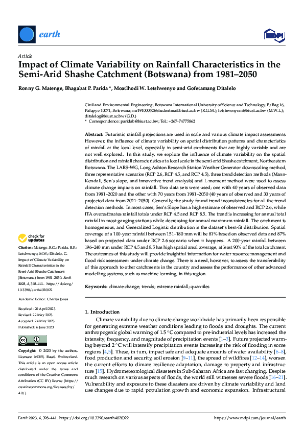 (PDF) Impact of Climate Variability on Rainfall Characteristics in the ...