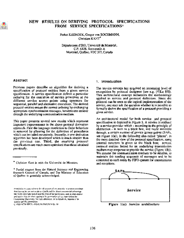 (PDF) New results on deriving protocol specifications from service ...