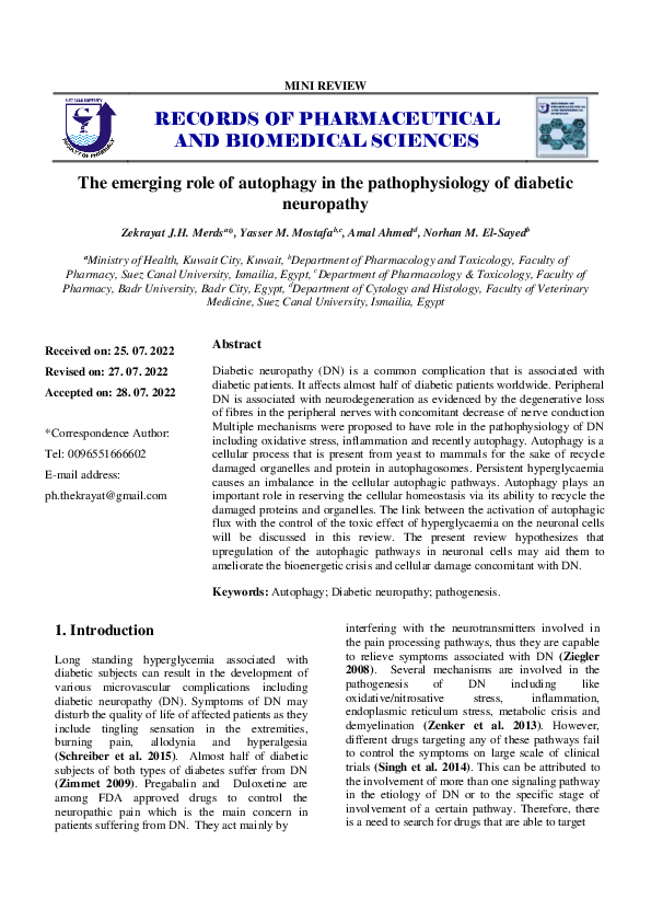 (PDF) The emerging role of autophagy in the pathophysiology of diabetes ...