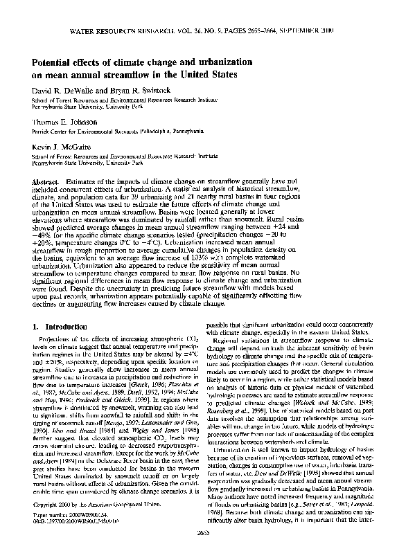 (PDF) Potential effects of climate change and urbanization on mean ...