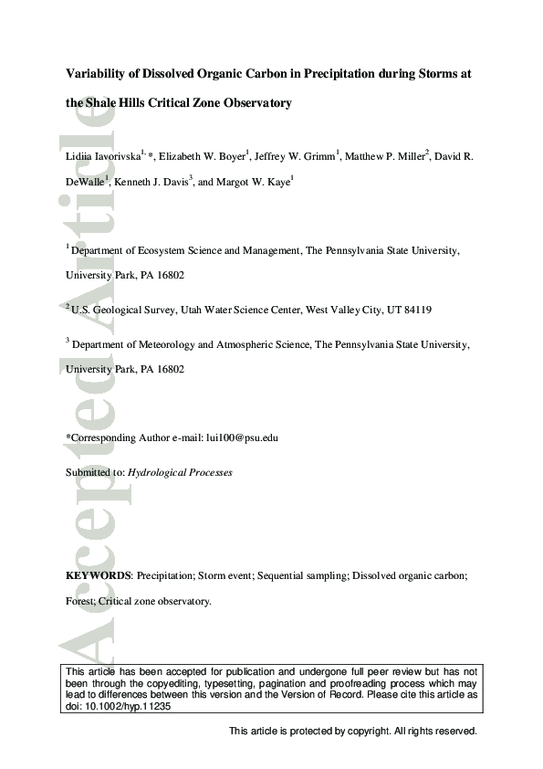 (PDF) Variability of dissolved organic carbon in precipitation during ...