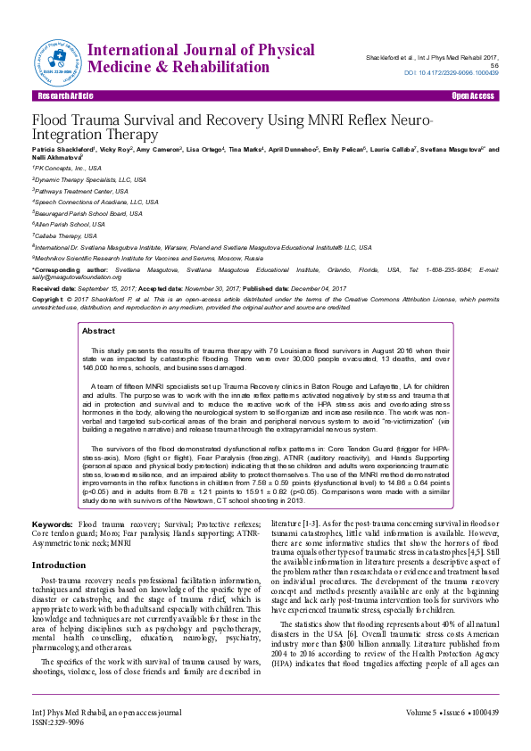 (PDF) Flood Trauma Survival and Recovery Using MNRI Reflex Neuro ...