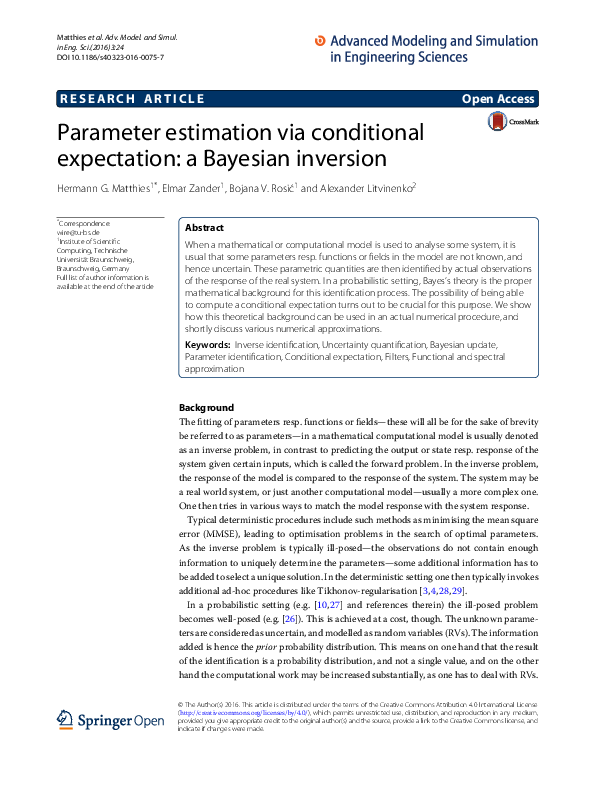 (PDF) Parameter estimation via conditional expectation: a Bayesian ...