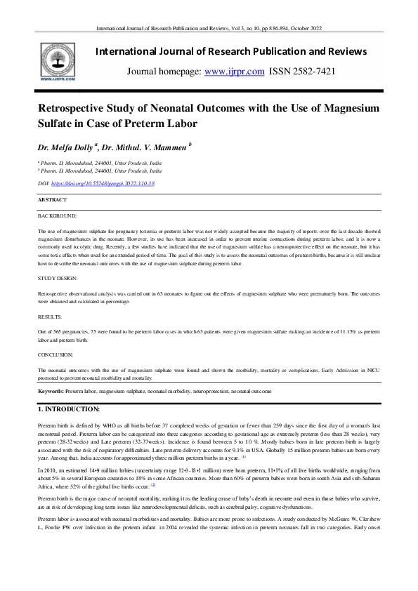 (PDF) Retrospective Study of Neonatal with the Use of