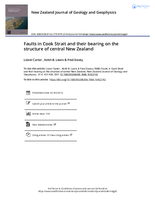 (PDF) Faults in Cook Strait and their bearing on the structure of ...