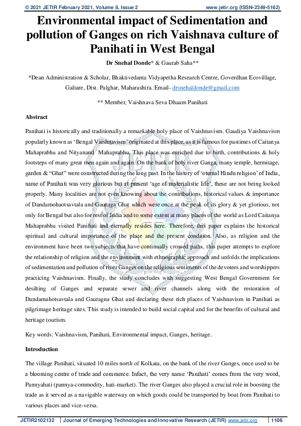 (PDF) Environmental impact of Sedimentation and pollution of Ganges on ...