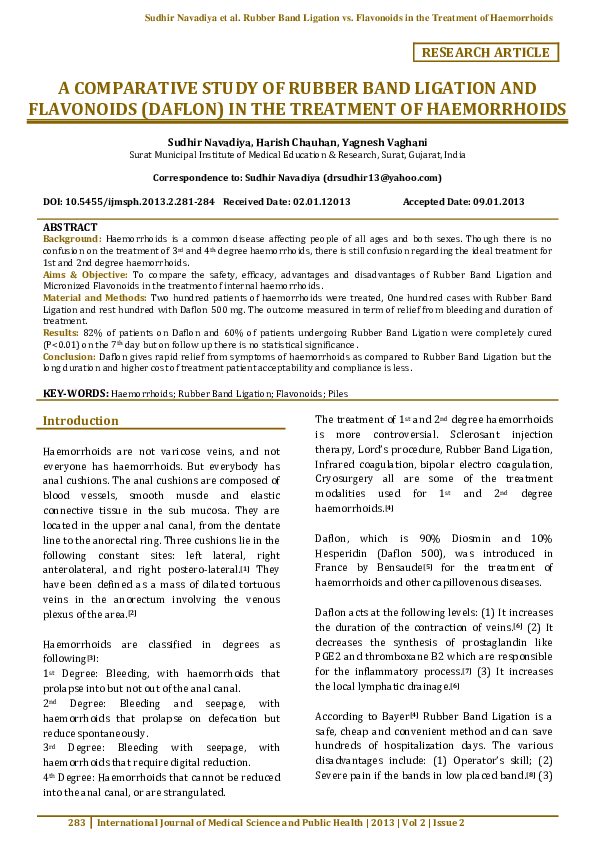 (PDF) A comparative study of rubber band ligation and flavonoids Daflon