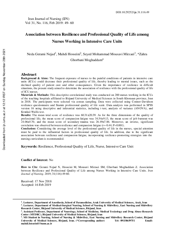 (PDF) Association between Resilience and Professional Quality of Life ...