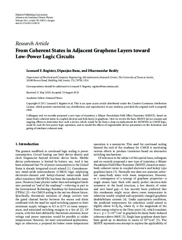 (PDF) From Coherent States in Adjacent Graphene Layers toward Low-Power ...