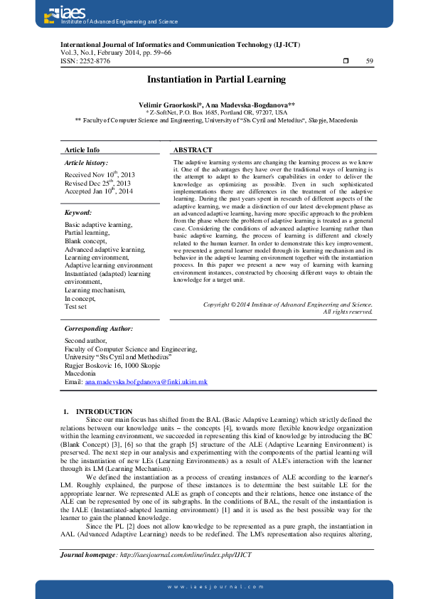 (PDF) Instantiation in Partial Learning
