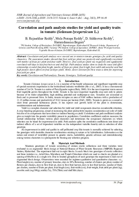 (PDF) Correlation and path analysis studies for yield and quality ...