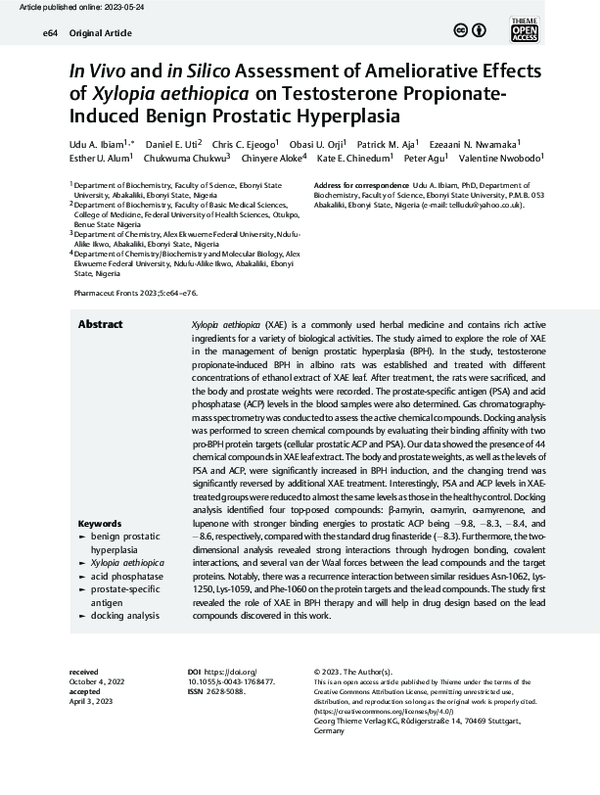 (PDF) In Vivo and in Silico Assessment of Ameliorative Effects of ...