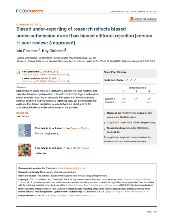 (PDF) Biased under-reporting of research reflects biased under ...