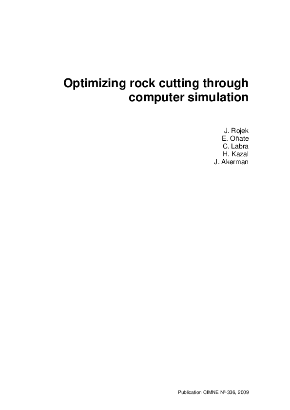 (PDF) Optimizing rock cutting through computer simulation