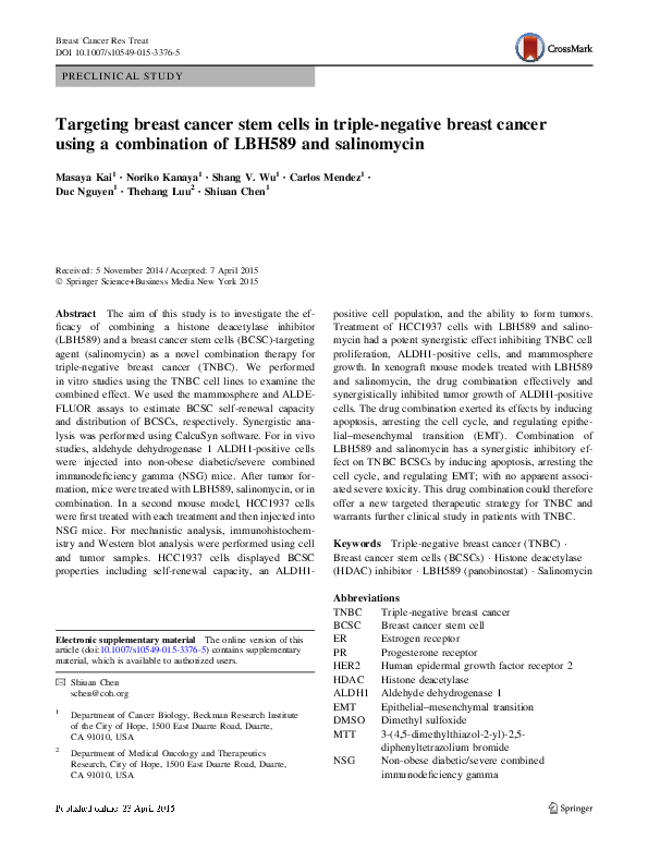 (PDF) Targeting breast cancer stem cells in triple-negative breast ...