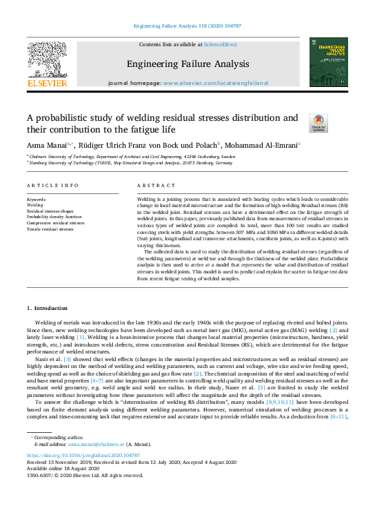 (PDF) A probabilistic study of welding residual stresses distribution ...