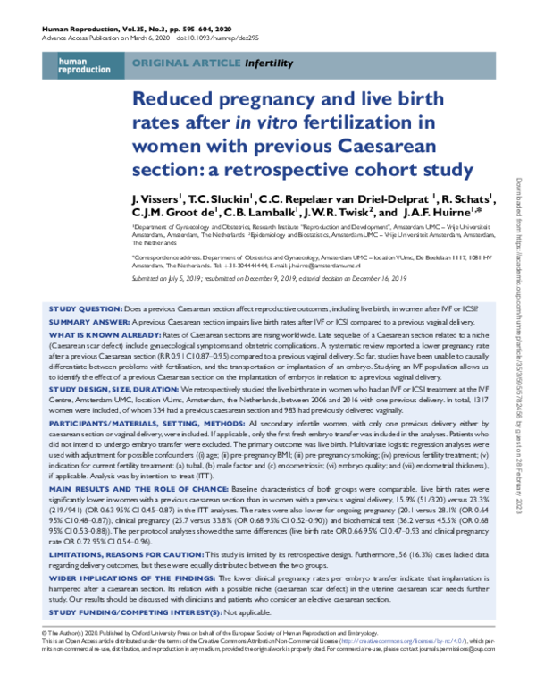 (PDF) Reduced pregnancy and live birth rates after in vitro ...