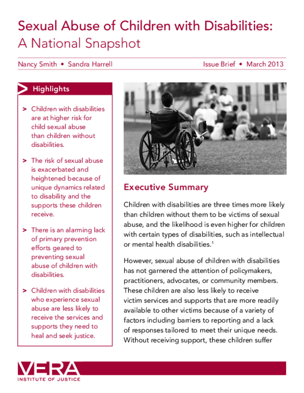 (PDF) Sexual abuse of children with disabilities: A national snapshot