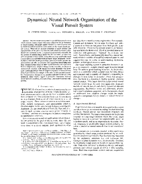 (PDF) Dynamical neural network organization of the visual pursuit system