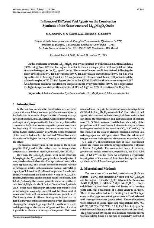 (PDF) Influence of different fuel agents on the combustion synthesis of ...