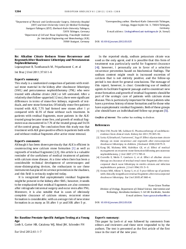 (PDF) Re: Baseline Prostate-Specific Antigen Testing at a Young Age