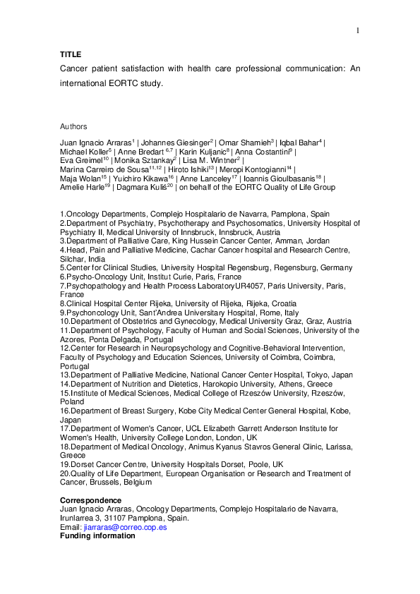 (PDF) Cancer patient satisfaction with health care professional ...
