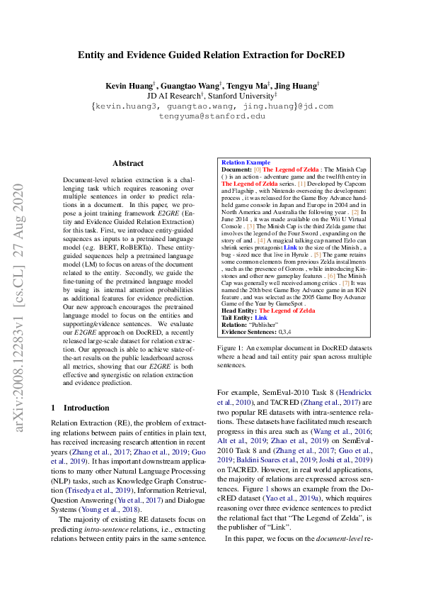 (PDF) Entity and Evidence Guided Relation Extraction for DocRED
