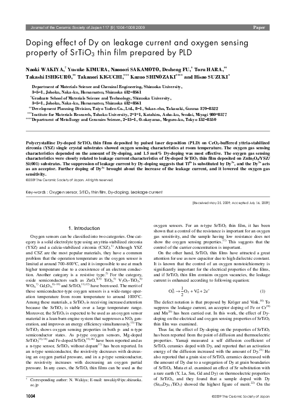 (PDF) Doping effect of Dy on leakage current and oxygen sensing ...