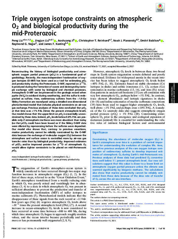 (PDF) Triple oxygen isotope constraints on atmospheric O 2 and ...