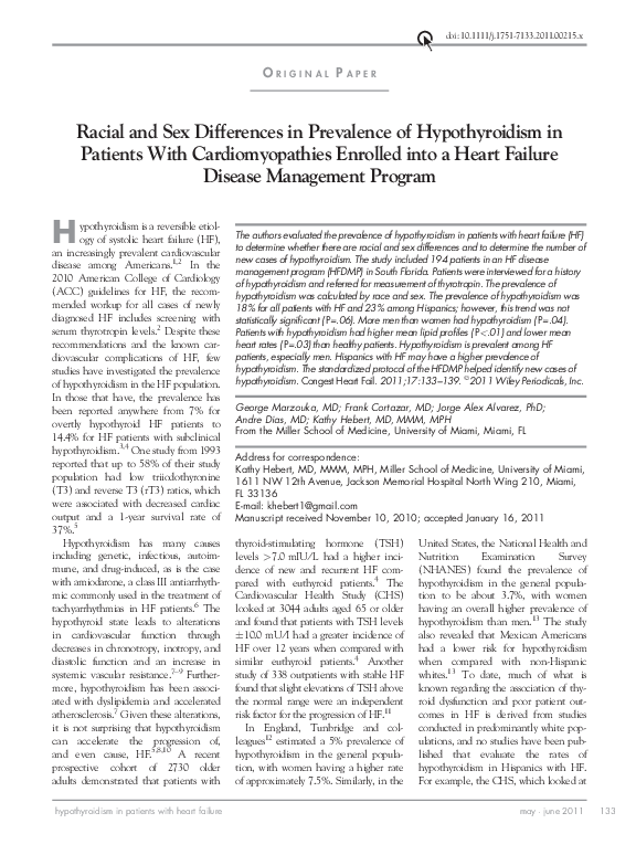 (PDF) Racial and Sex Differences in Prevalence of Hypothyroidism in ...