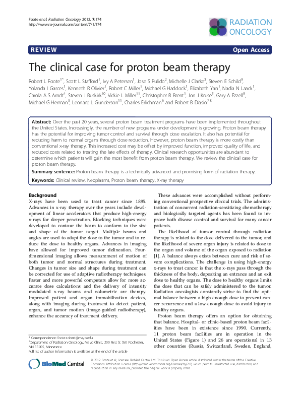 (PDF) The clinical case for proton beam therapy