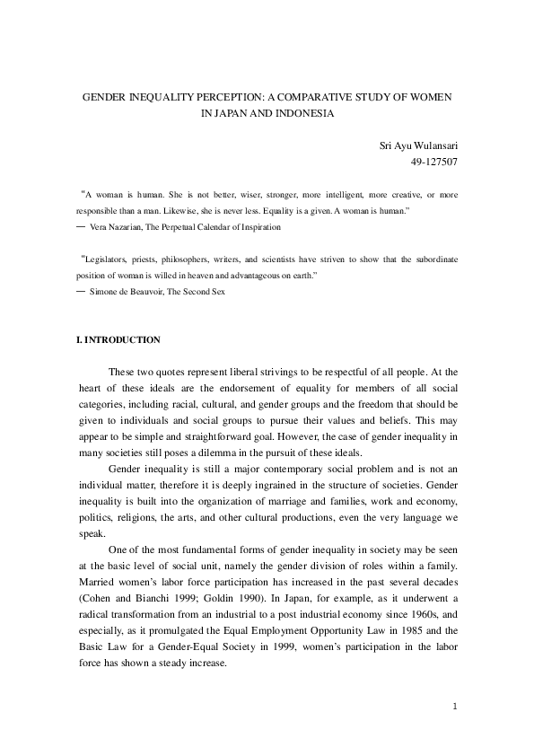 (PDF) Gender Inequality Perception: A Comparative Study of Women in ...