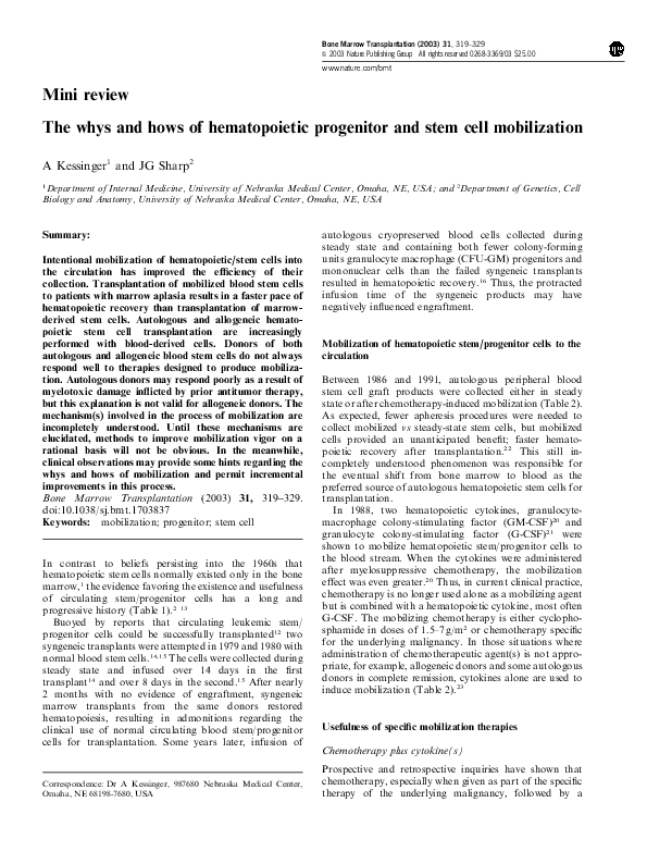 (PDF) The whys and hows of hematopoietic progenitor and stem cell ...