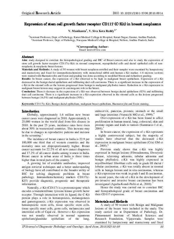 (PDF) Expression of stem cell growth factor receptor CD117 (C-Kit) in ...