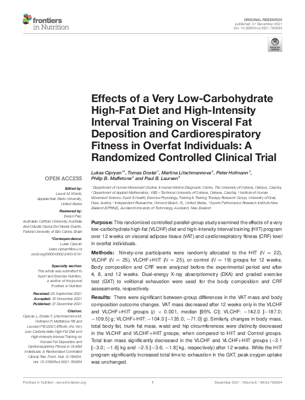 (PDF) Effects of a Very Low-Carbohydrate High-Fat Diet and High ...