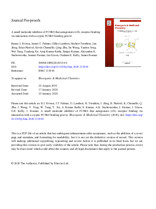(PDF) A small molecule inhibitor of PCSK9 that antagonizes LDL receptor ...